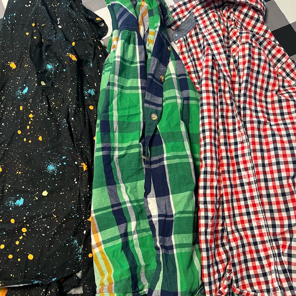 Gymboree Kids Button Down Shirt Trio - Black, Green, Red